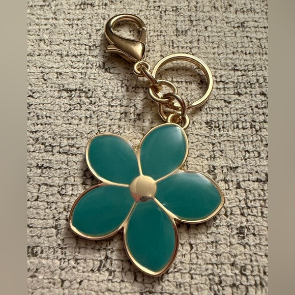 unbranded Accessories - Gold and Teal Flower Keychain Bag Charm. NWOT